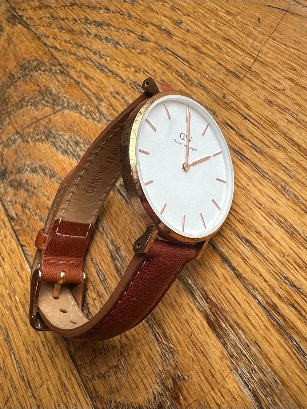 Daniel Wellington Brown Leather Strap Watch with Rose Gold Case